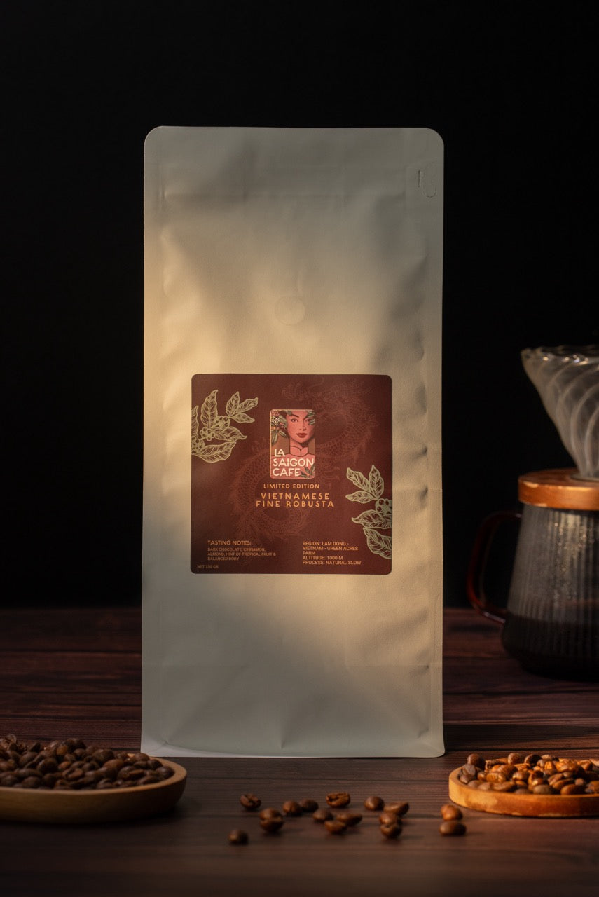 LASAIGONCAFE β Vietnam Fine Robusta Coffee Beans | Tamba Farm, Pleiku | Medium Roast | Whole Bean | 250g