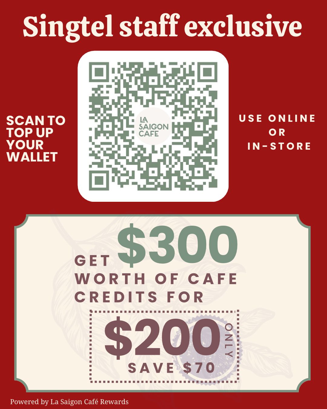 Singtel staff exclusive: Top up $200 and enjoy $300 Value Spending