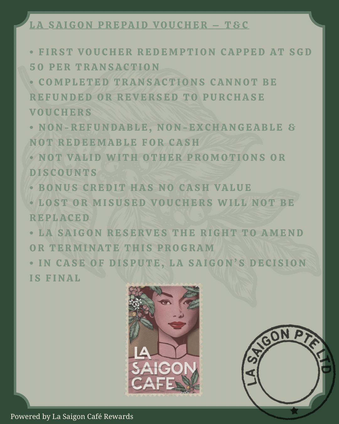 La Saigon Wallet Top-Up – $200 for 250 Value Spending